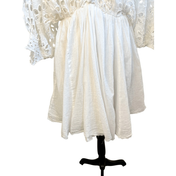 Free People Bella Note White Eyelet Mini Dress S - Picture 10 of 13